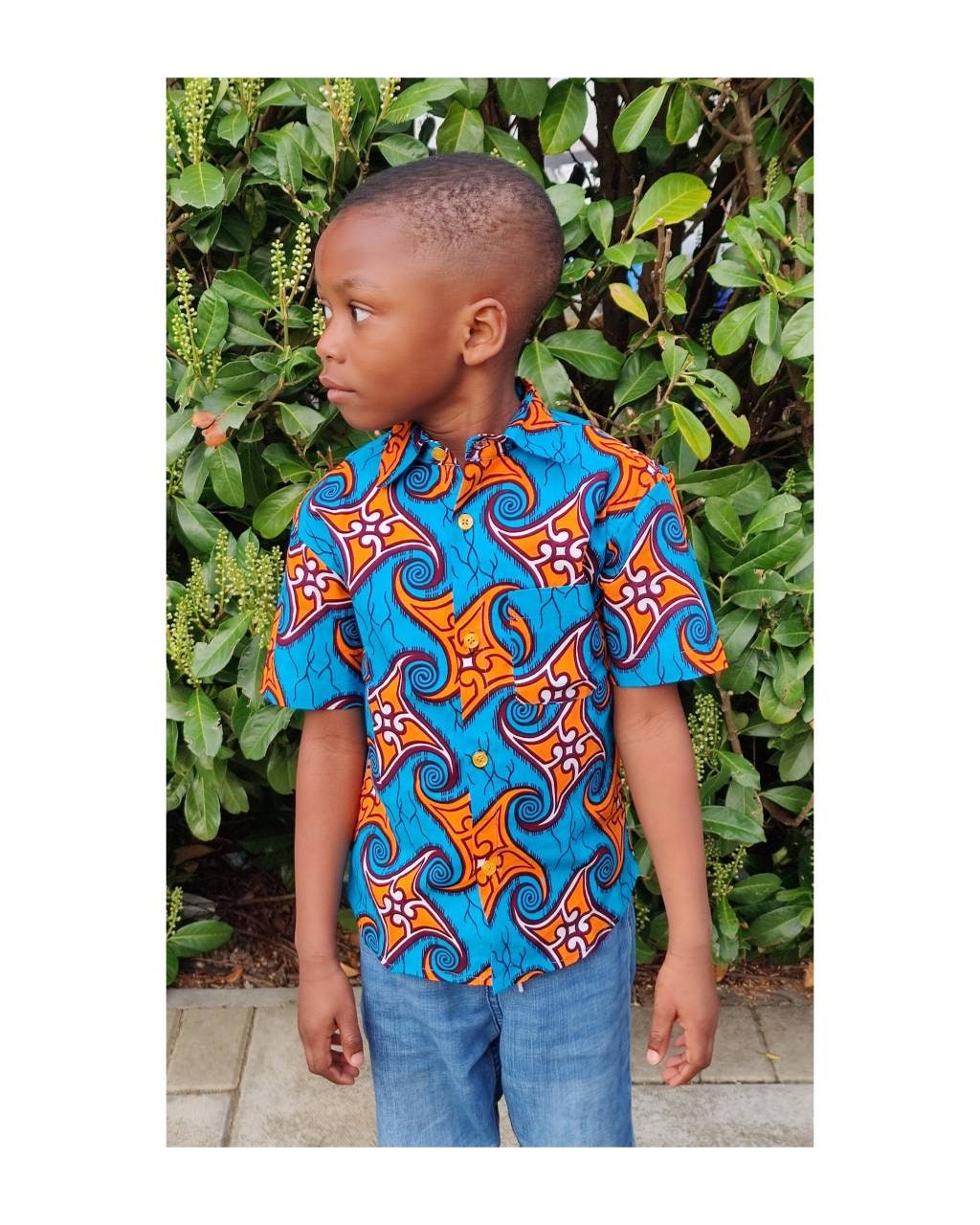 Little Boys Shirt, Ankara Print, Handmade, African Print Clothes, Short Sleeve Shirt, Party Shirt, Toddler Shirt, Waves