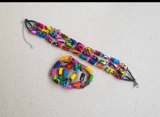 Ankara Thread Beaded Choker/ Ama