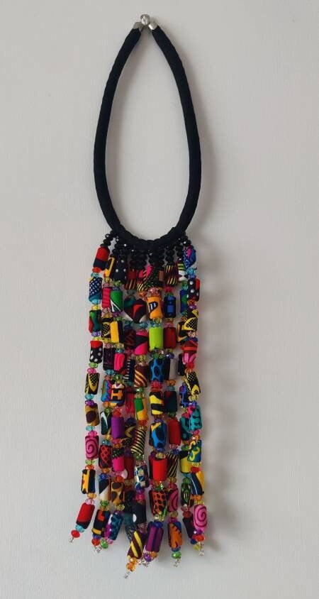Tassel Neckpiece,  African Necklace, Statement Neckpiece, Long Necklace/