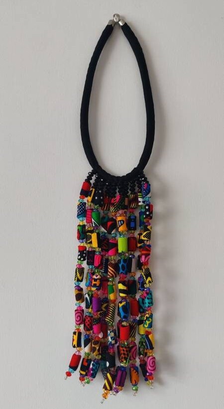 Tassel Neckpiece,  African Necklace, Statement Neckpiece, Long Necklace/