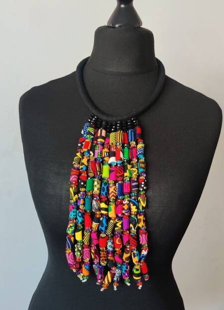 Tassel Neckpiece,  African Necklace, Statement Neckpiece, Long Necklace/