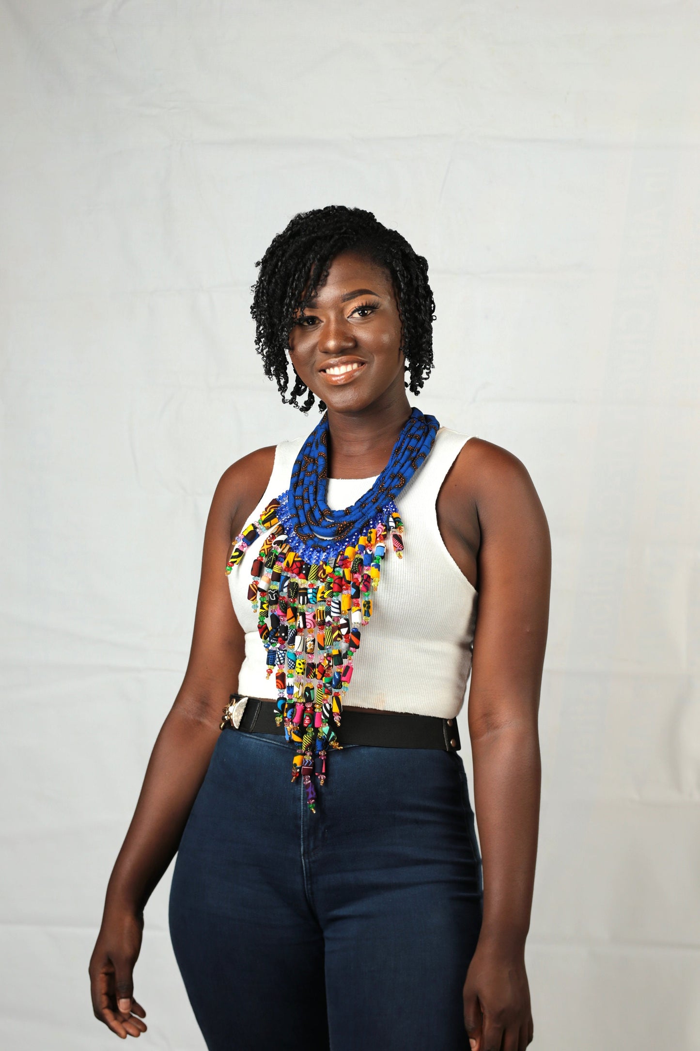 African Print Statement Necklace, Ankara Gem Necklace