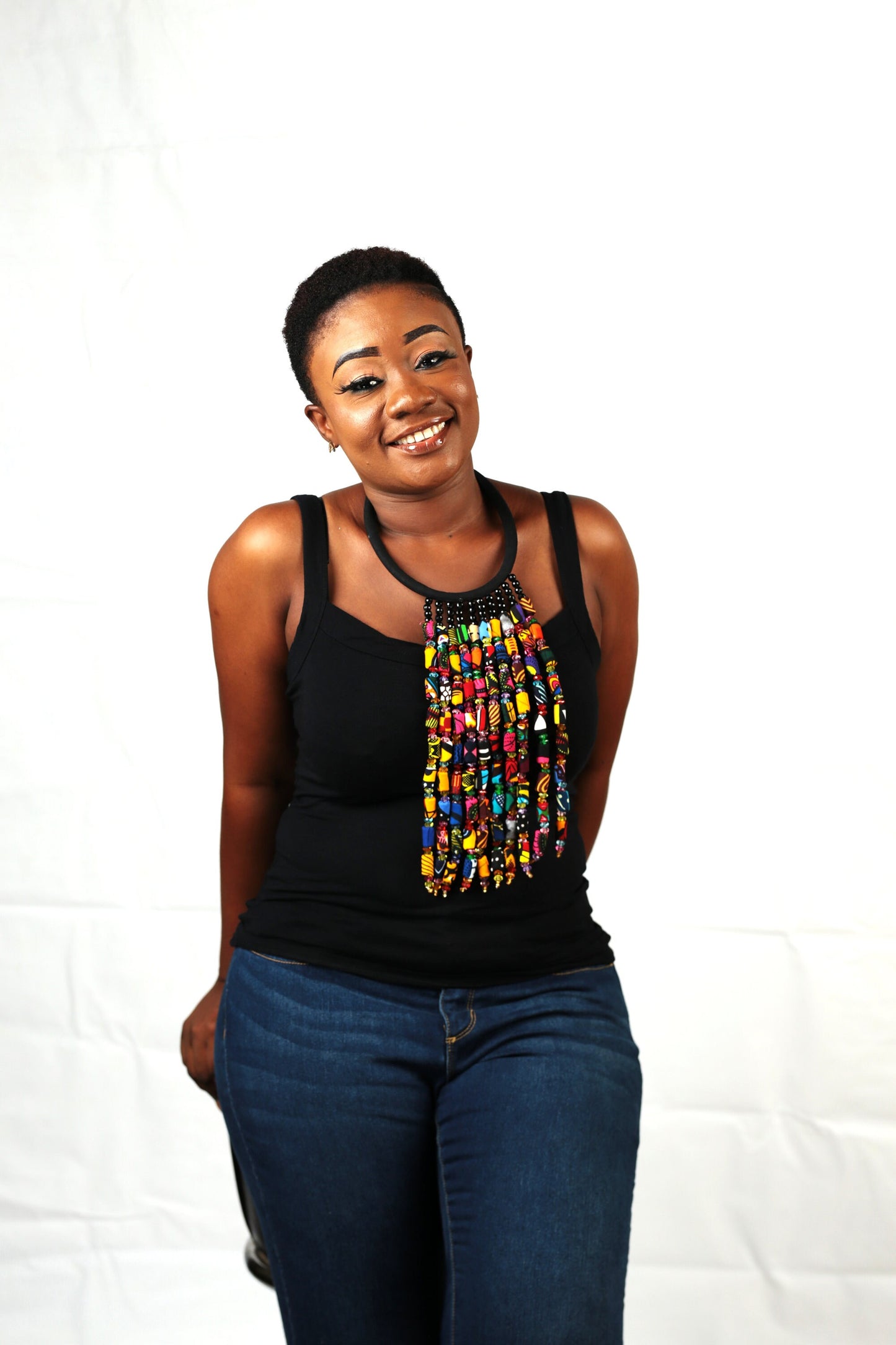 Tassel Neckpiece,  African Necklace, Statement Neckpiece, Long Necklace/