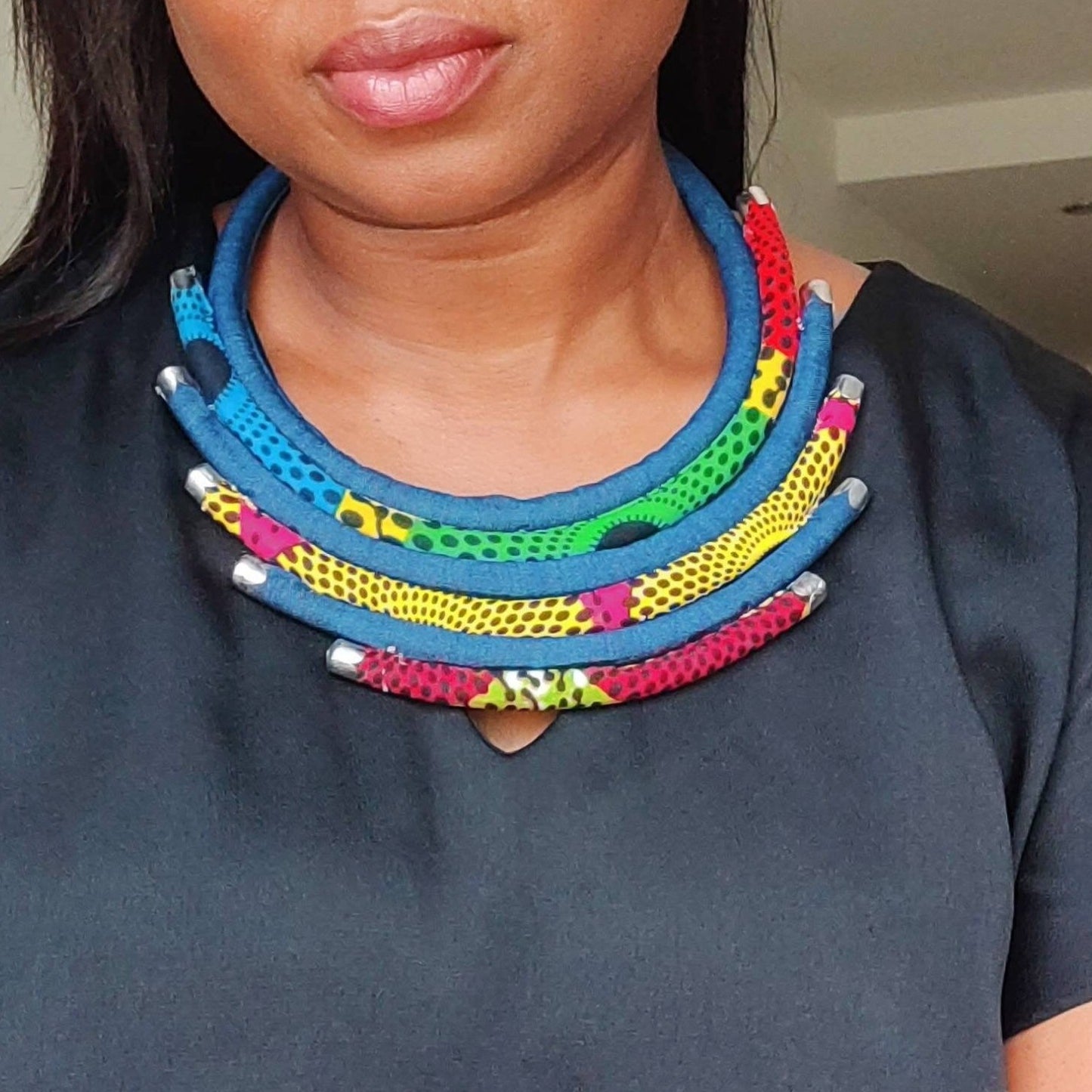 Multil-Layered African Print Necklace: Afifa