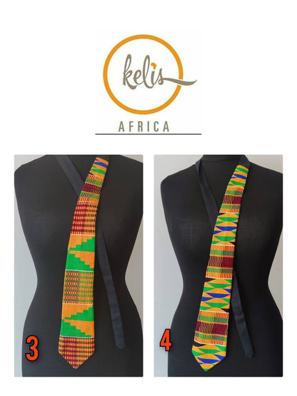 Mens Kente-Tie/ Unisex Kente Necktie Ankara Father's Day Gift, African Gift For Men, Ankara Men's Necktie,African Neck Tie, Ankara Men