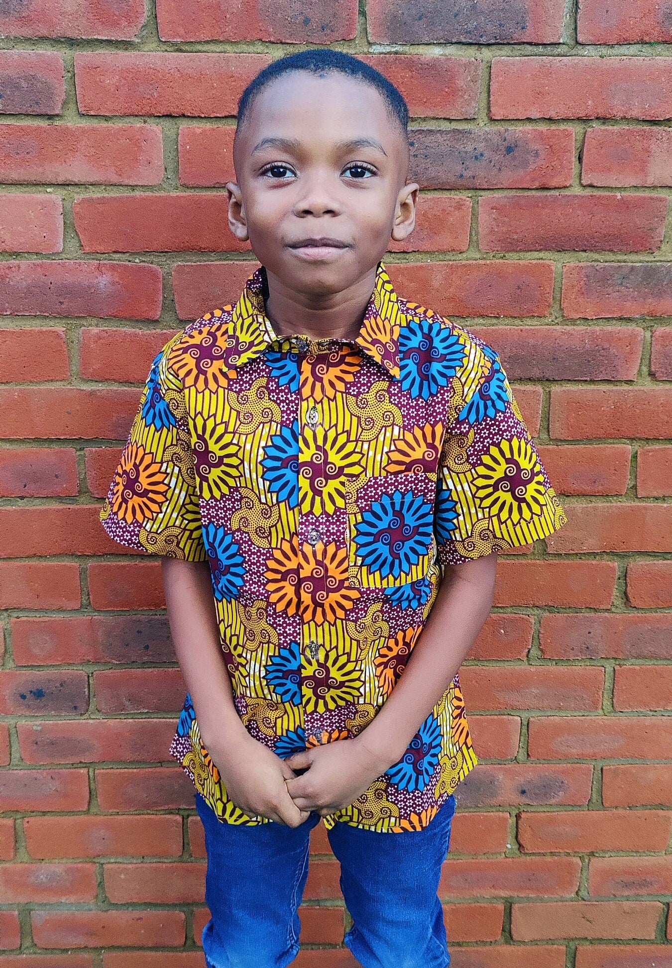 Little Boys Shirt, Ankara Print, Handmade, African Print Clothes, Short Sleeve Shirt, Party Shirt, Toddler Shirt, Waves