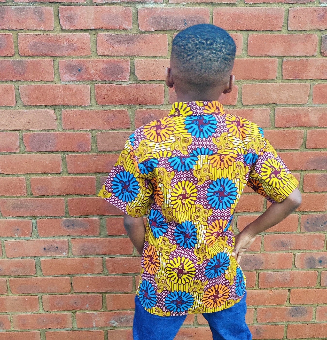 Little Boys Shirt, Ankara Print, Handmade, African Print Clothes, Short Sleeve Shirt, Party Shirt, Toddler Shirt, Waves