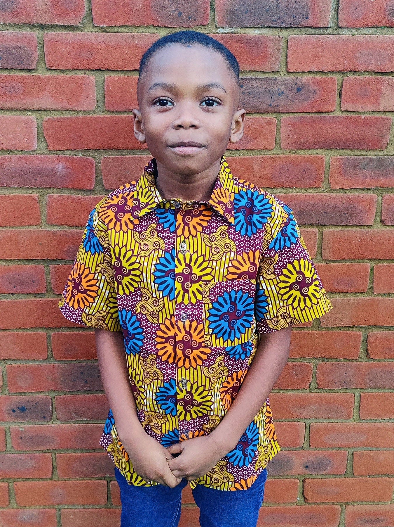 Little Boys Shirt, Ankara Print, Handmade, African Print Clothes, Short Sleeve Shirt, Party Shirt, Toddler Shirt, Waves