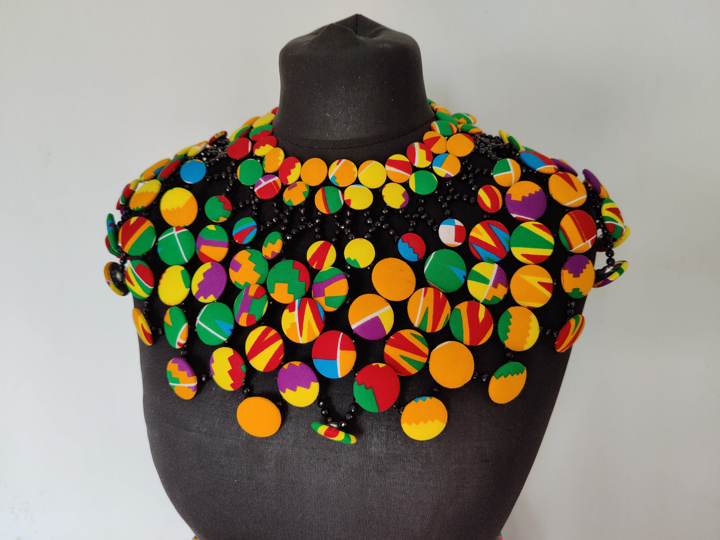 African Print Statement Necklace/Statement Ankara/ African Print Button Cape/Small