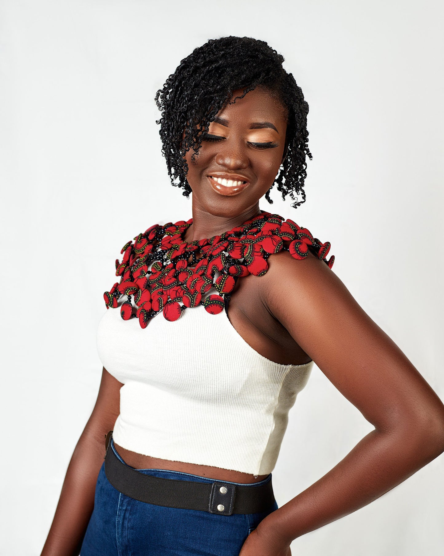 African Print Statement Necklace/Statement Ankara/ African Print Button Cape/Small