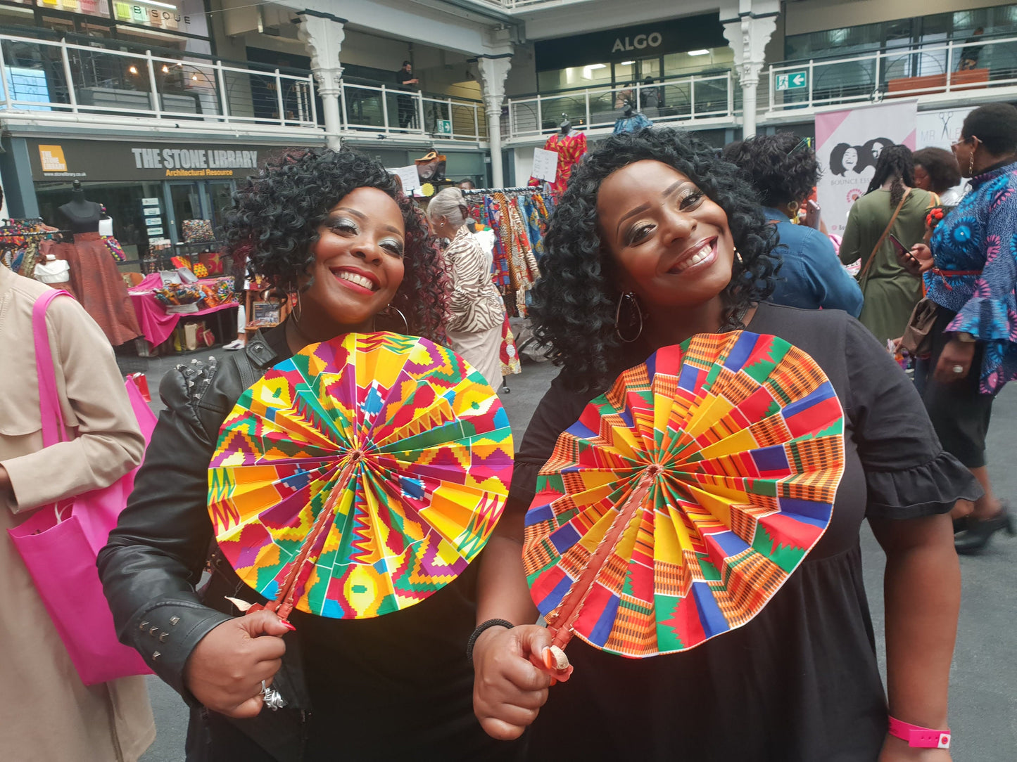 African Print Folding Hand Fan/ Supersize