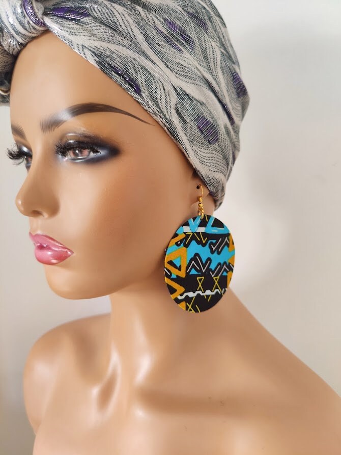 Round Earrings/ Circle Earrings/ Ankara/African Print/ Wax Print