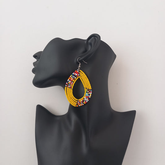 Kenyan Beaded Earrings/African Masai Earrings Minimalist Earrings/ Oval