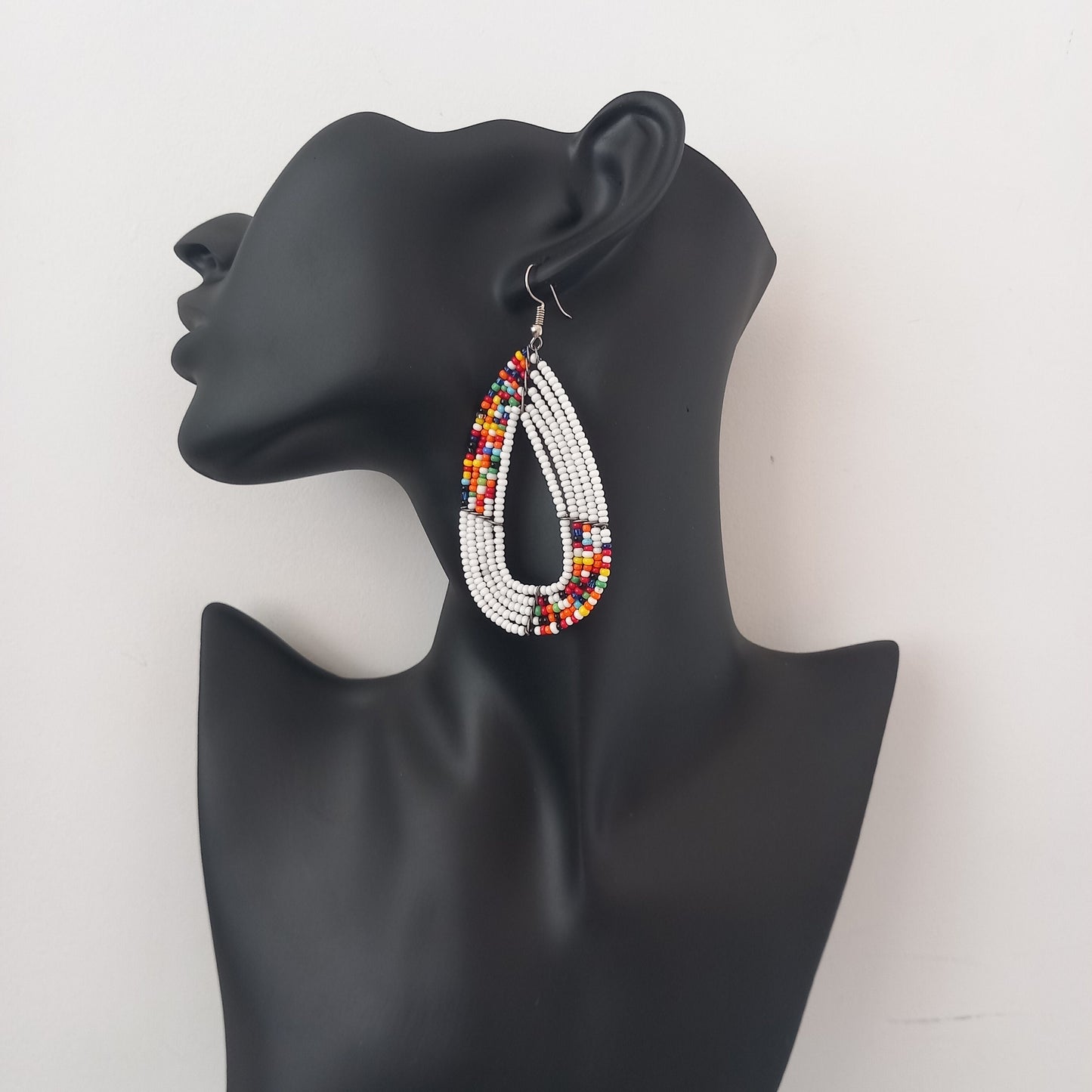 Kenyan Beaded Earrings/African Masai Earrings Minimalist Earrings/ Oval