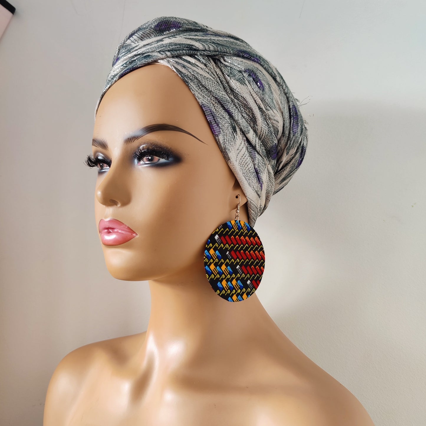 Round Earrings/ Circle Earrings/ Ankara/African Print/ Wax Print