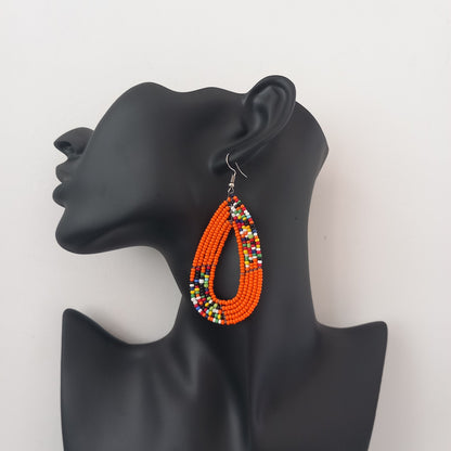 Kenyan Beaded Earrings/African Masai Earrings Minimalist Earrings/ Oval
