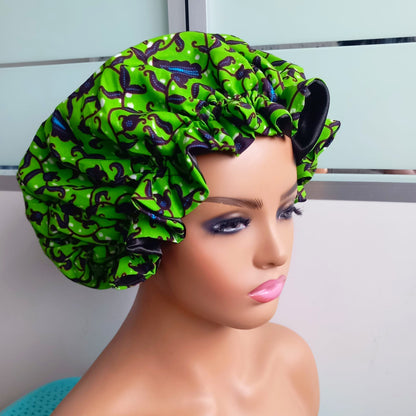 Xtra Large Satin Bonnet/ Ankara Print/African Print Bonnet satin-lined