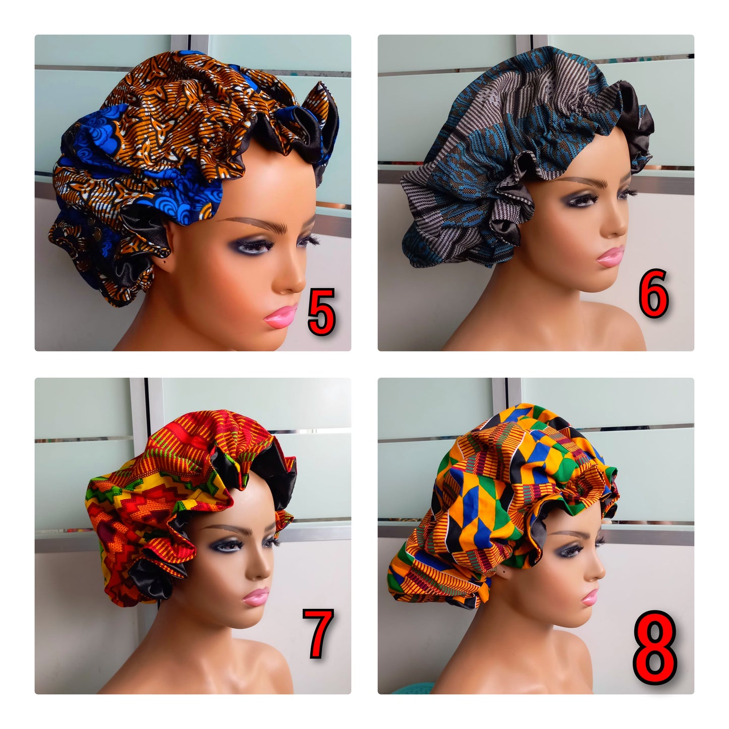 Xtra Large Satin Bonnet/ Ankara Print/African Print Bonnet satin-lined