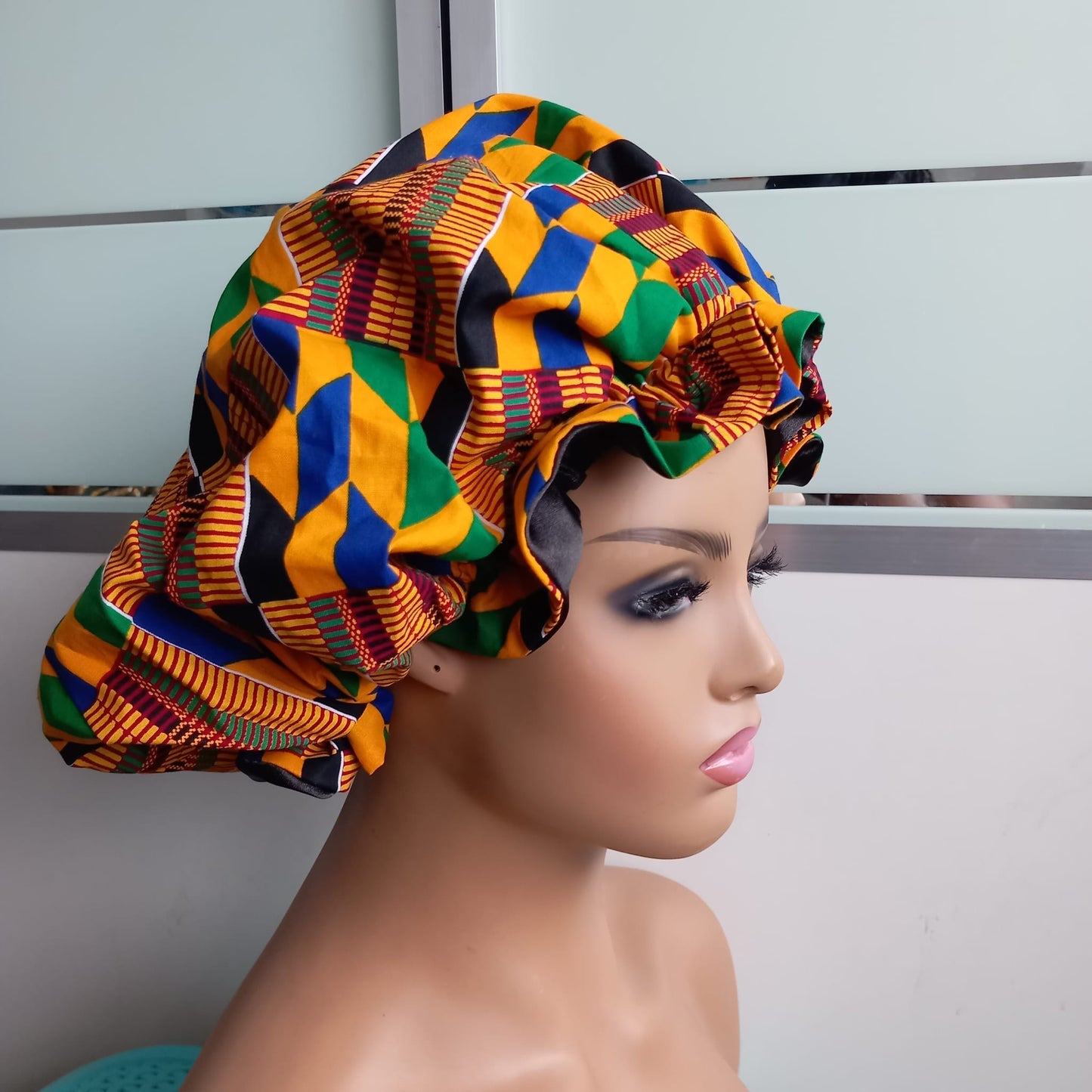 Xtra Large Satin Bonnet/ Ankara Print/African Print Bonnet satin-lined