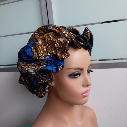 Xtra Large Satin Bonnet/ Ankara Print/African Print Bonnet satin-lined