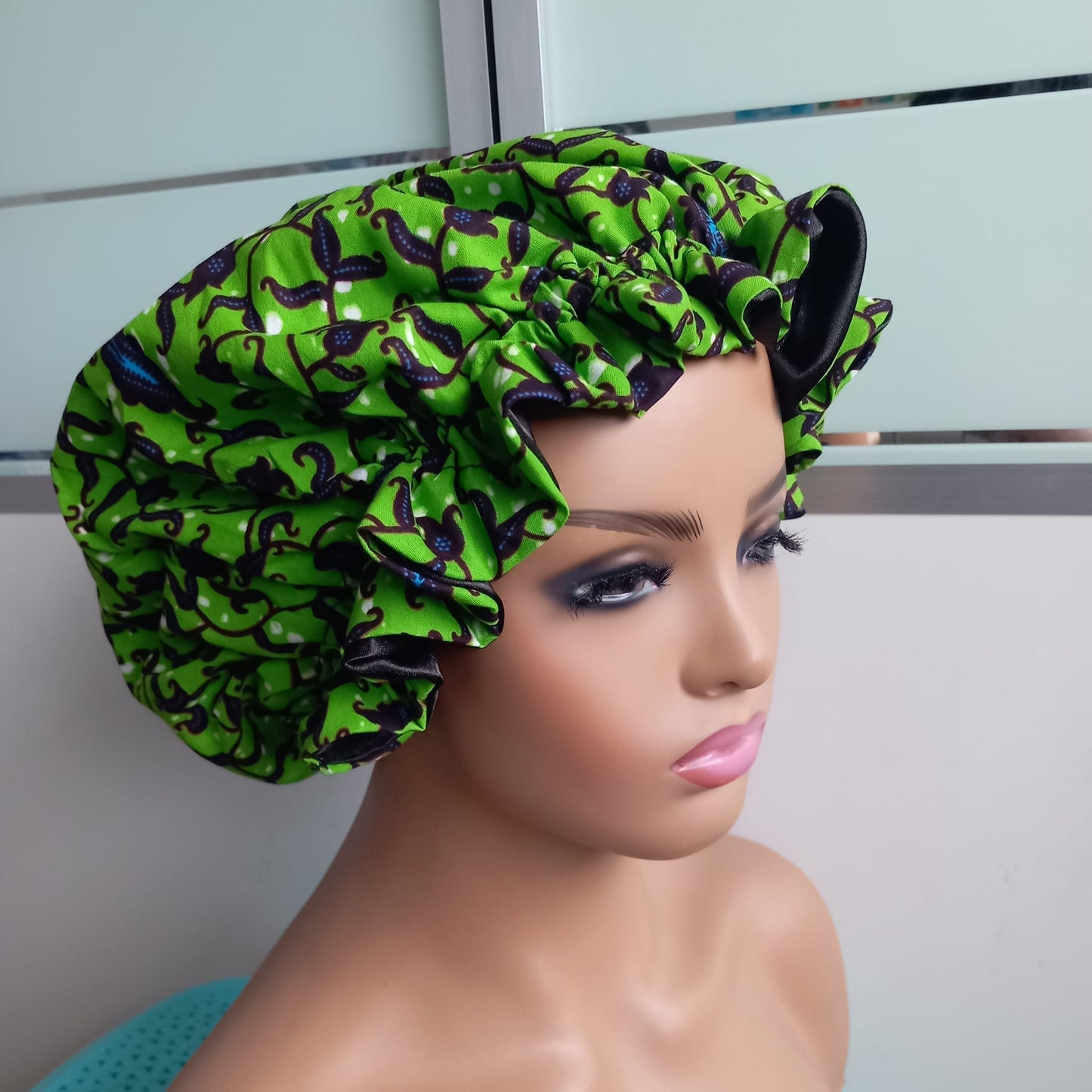 Xtra Large Satin Bonnet/ Ankara Print/African Print Bonnet satin-lined