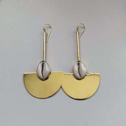 Sold Cowrie and Brass Earrings