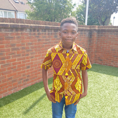 Little Boys Shirt, Ankara Print, Handmade,  African Print Clothes, Short Sleeve Shirt, Party Shirt, Toddler Shirt, Efruo