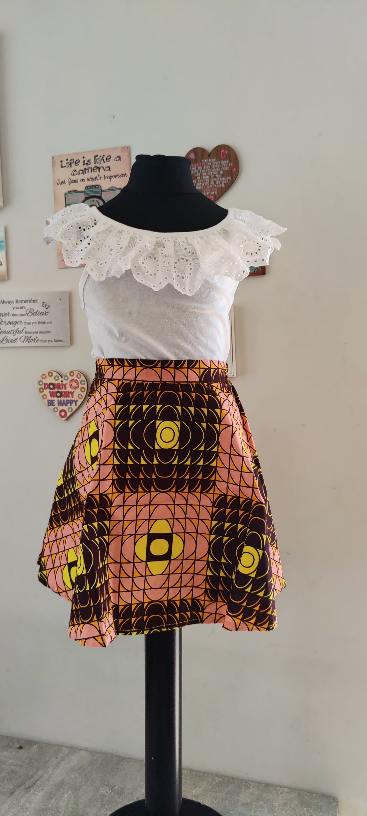Little Girls African Print Skirt /Toddler Skirt/ Ankara Girls Skirt/ White Cane
