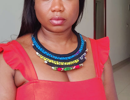 Multil-Layered African Print Necklace: Afifa