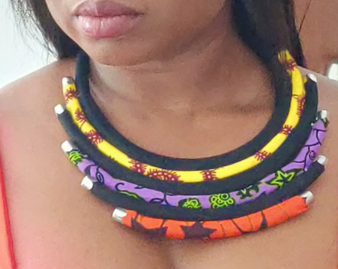 Multil-Layered African Print Necklace: Afifa