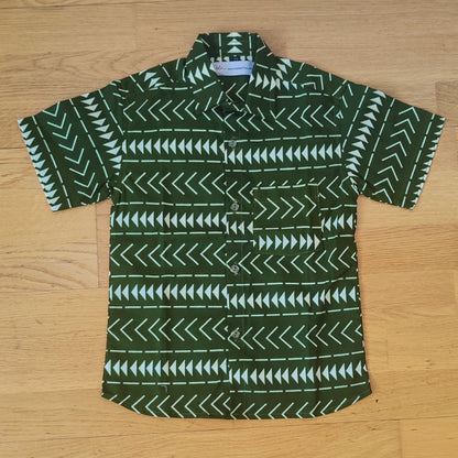 African Print Boys Shirt/ Zulu Green