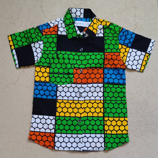 African Print Boys Shirt/ Spotted