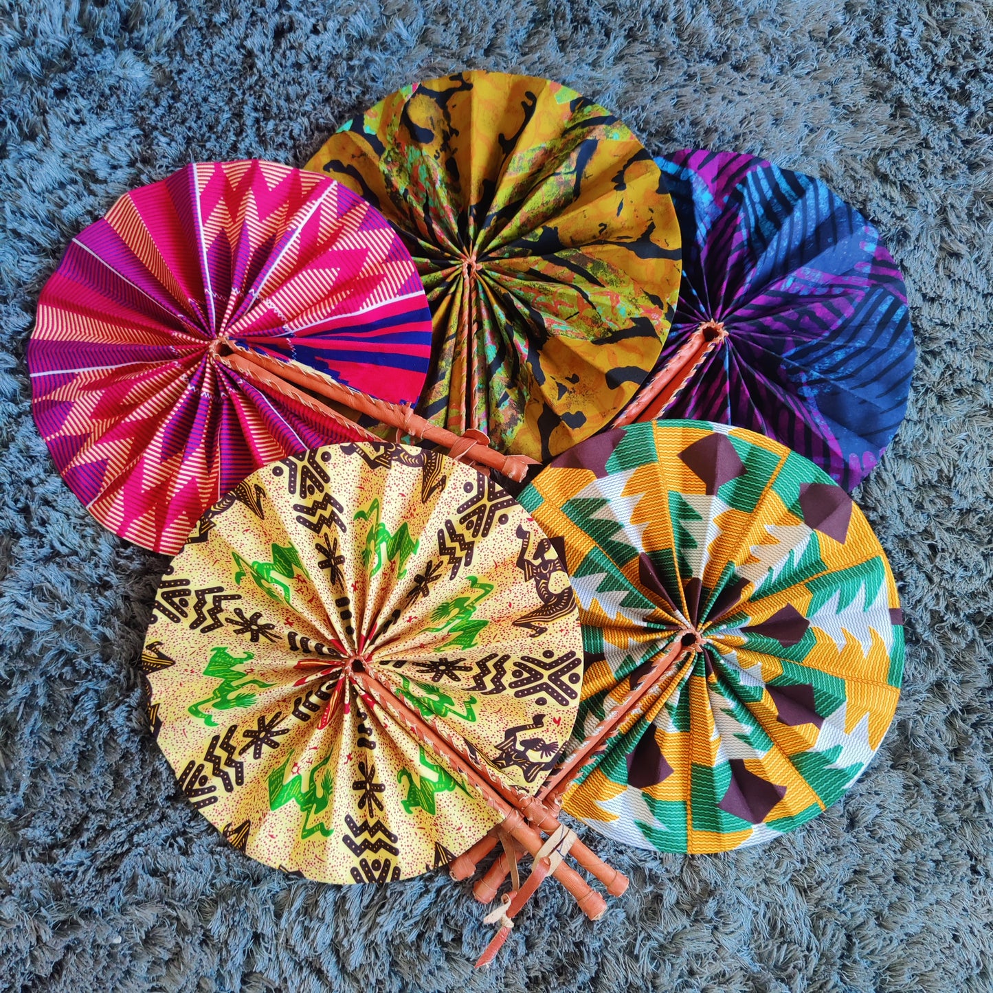 Sets of African Print Folding Hand Fan/ Medium