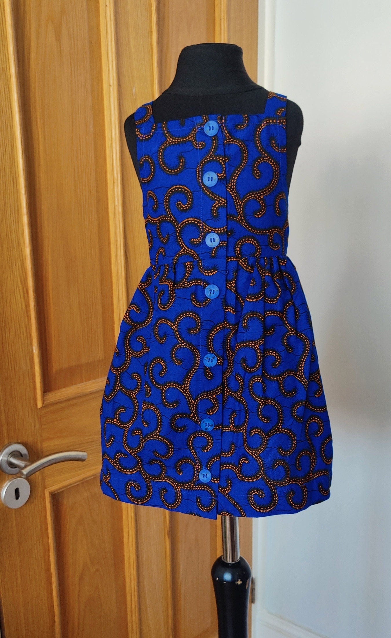 Copy of 3 and 4 year old Toddler Dress Pinafore African Print Dress/ Blue