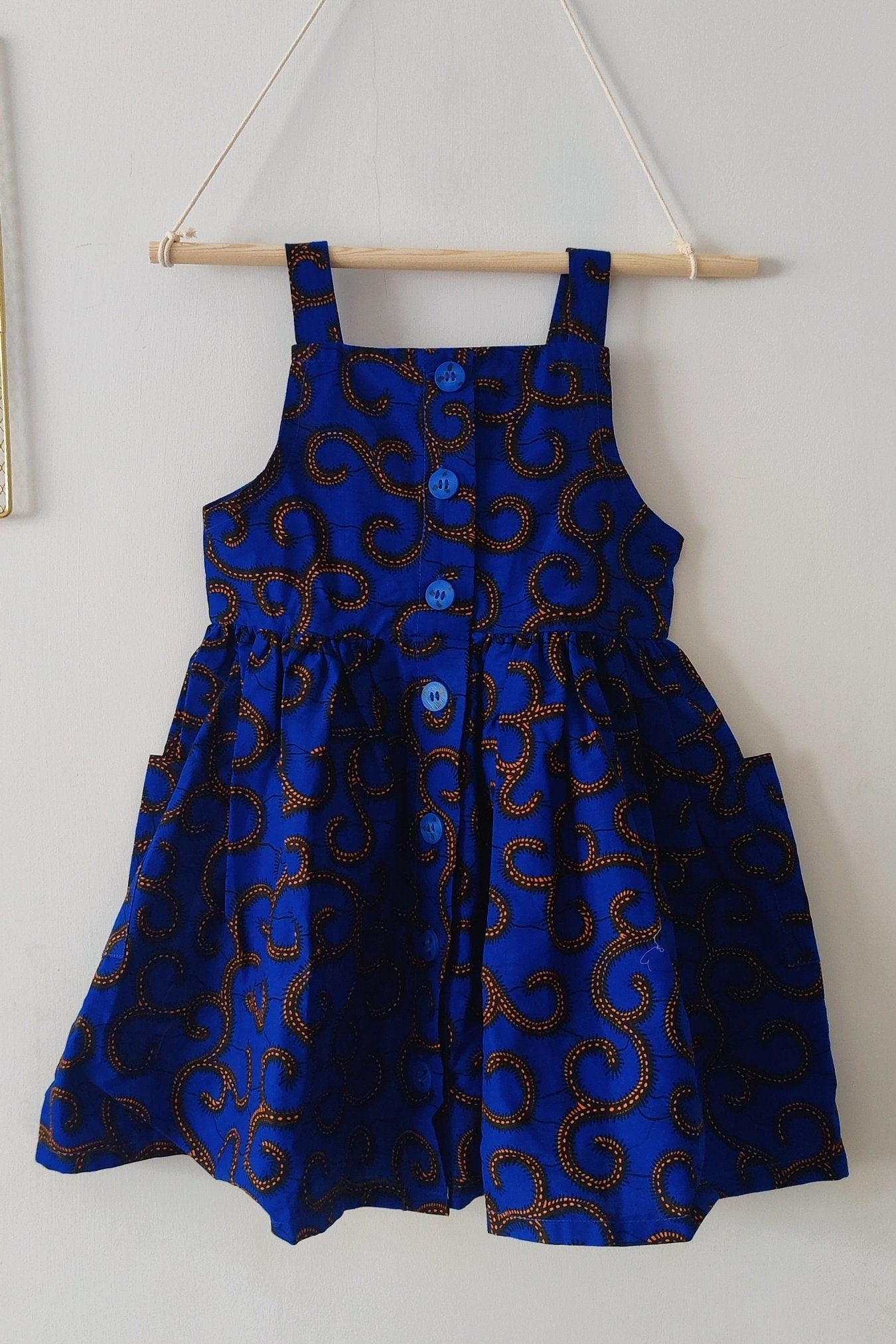 Copy of 3 and 4 year old Toddler Dress Pinafore African Print Dress/ Blue