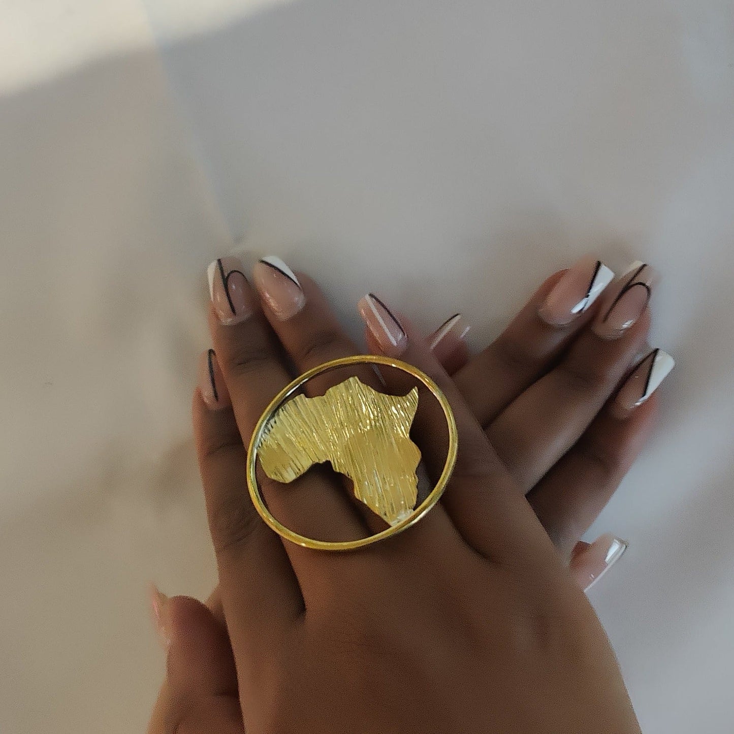 Large Brass Ring Africa in Circle 