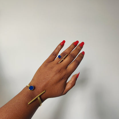 Gold Bangle and Ring Set / African brass Bracelet/ Brass Cuff bracelet/  Handcrafted