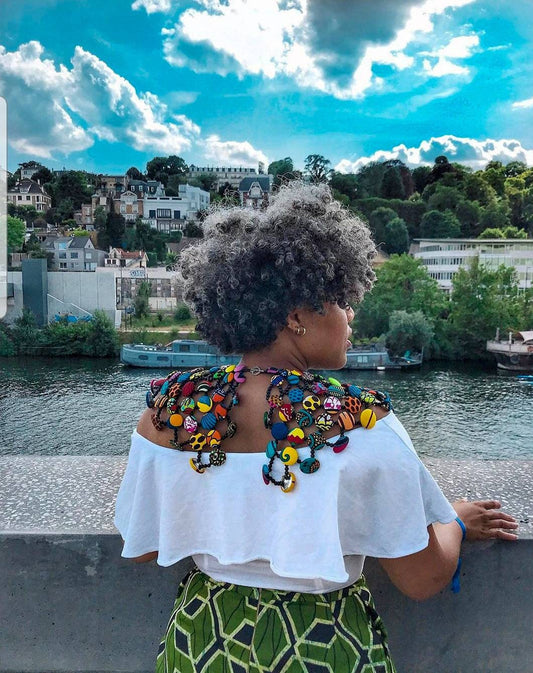 African Print Statement Necklace/Statement Ankara/ African Print Button Cape/Small