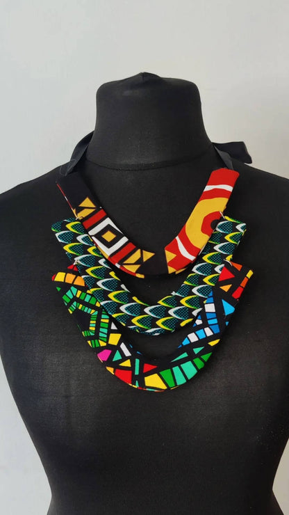 V Shaped  Necklace  African Print Necklace,