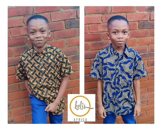 Little Boys Shirt, Ankara Print, Handmade,  African Print Clothes, Short Sleeve Shirt, Party Shirt, Toddler Shirt, Ribbon