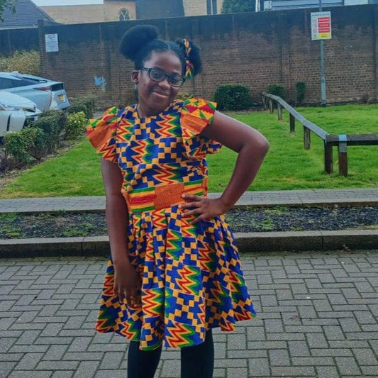 Kente Girls Party Top and Skirt Set. African Print/ankara girls dresses