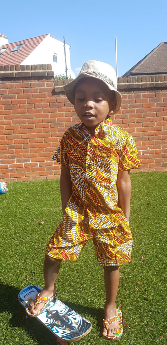 Little Boys Shirt and Shorts Set, Handmade Shirt and Shorts Set,  African Print Clothes, Short Sleeve Shirt, Party Shirt, Toddler Shirt, Eli