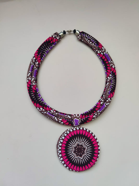 Statement Necklace, Ankara  Double Cord Necklace, Layered Necklace, African Print Necklace,  Zefri Choker