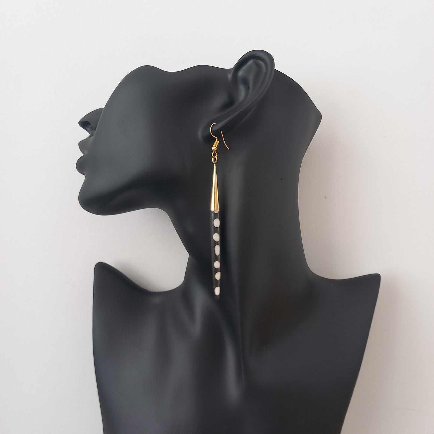 Bone and Brass Drop Earrings
